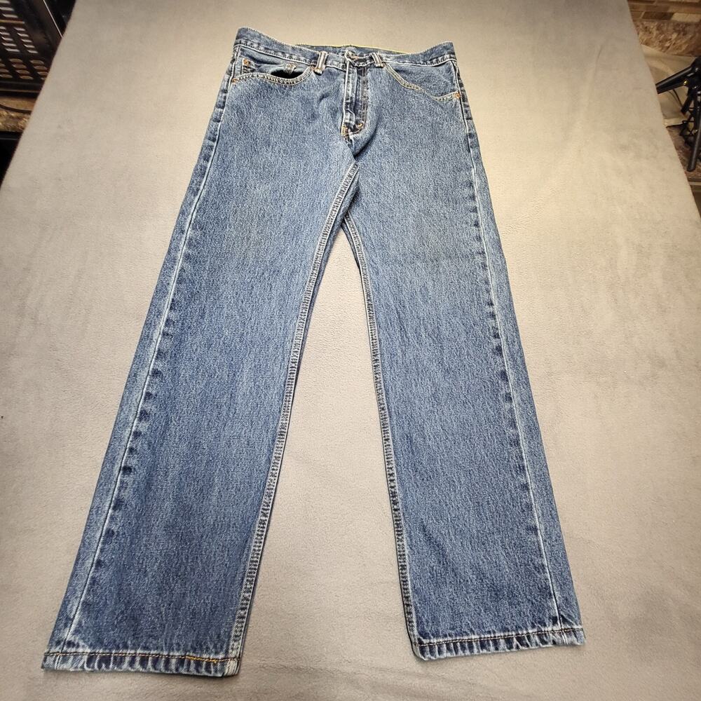 Levi's 505 Jeans Mens 34x29 Blue Regular Fit Straight Leg Denim Distressed‎